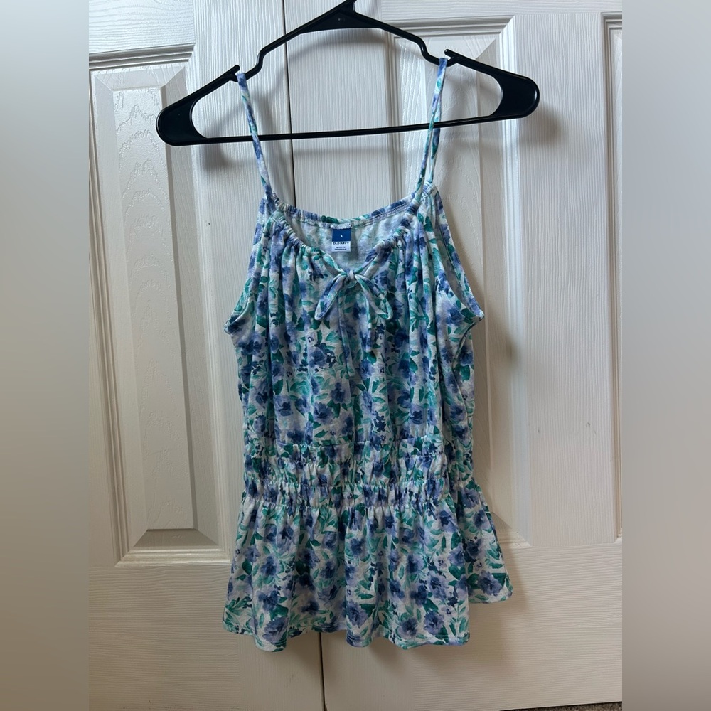 Old Navy Blue and Green Floral Top